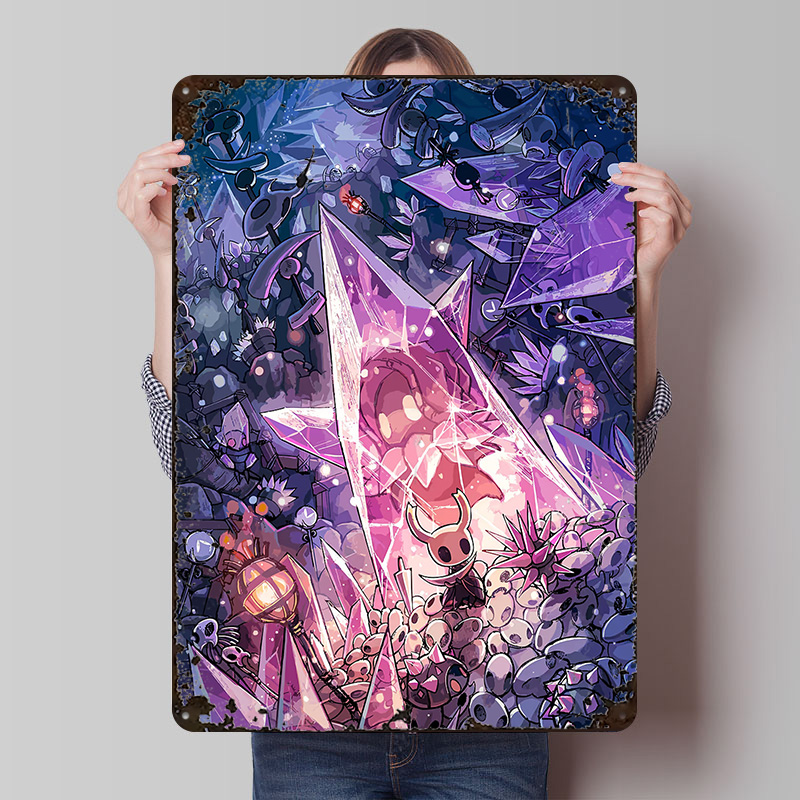 Retro Knight Gaming - Hollow Knight Game Blik Poster Aangepaste