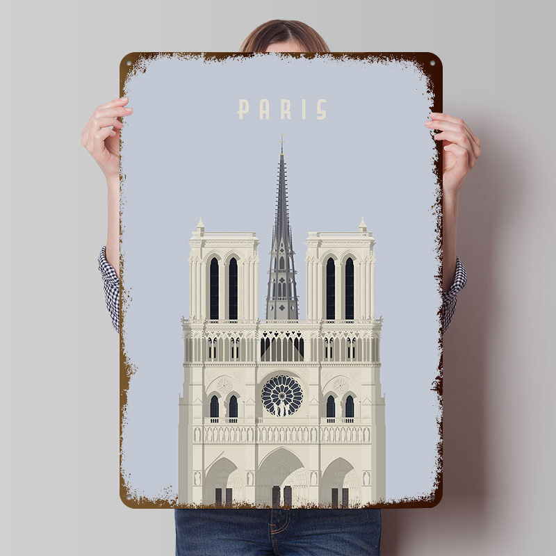 Retro Gaming Paris - Parijs Reisblikkenposter Aangepaste wanddecoratie Vintage metalen