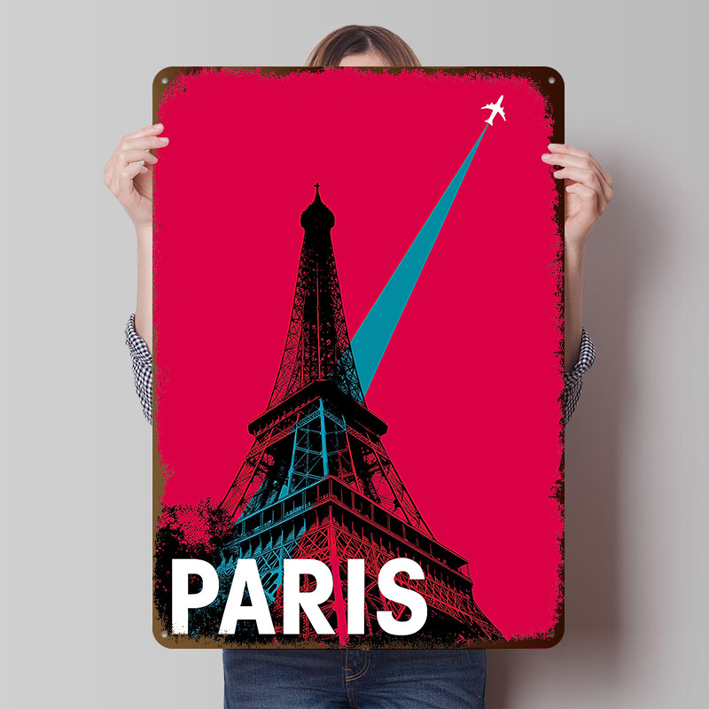 Retro Gaming Paris - Parijs Eiffeltoren Reizen Metalen Poster Aangepaste