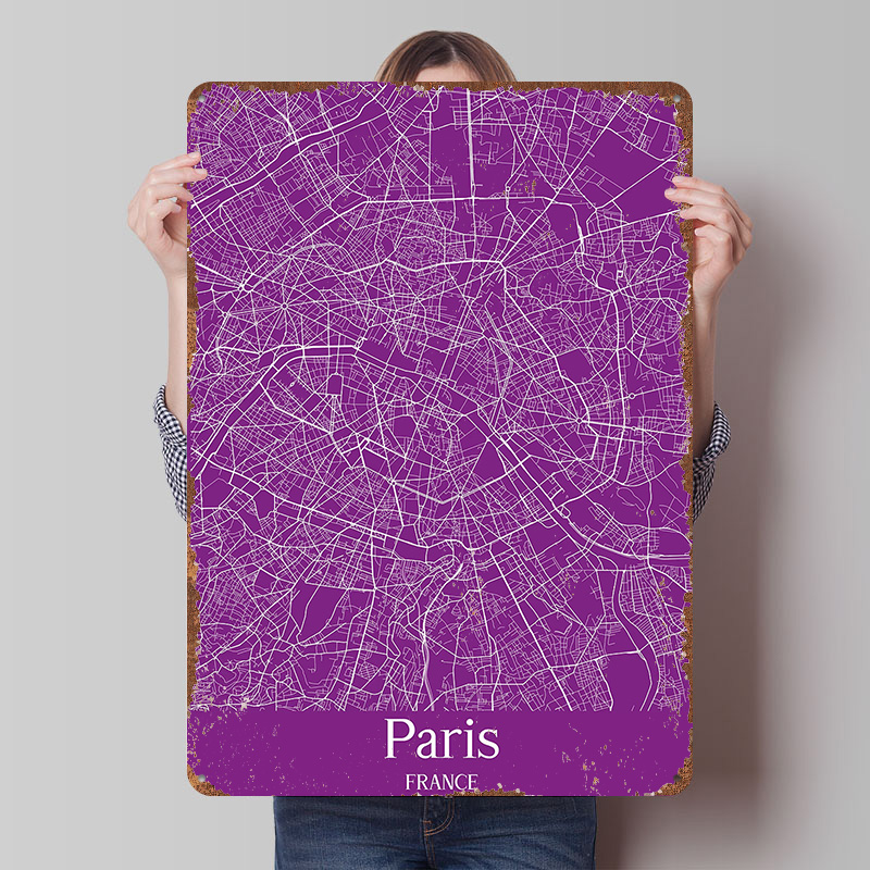 Parijs stadskaart geprinte pos - Retro Gaming Paris recensie en prijs